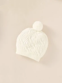 女嬰純色針織連身褲 - 米色 - 查看 4