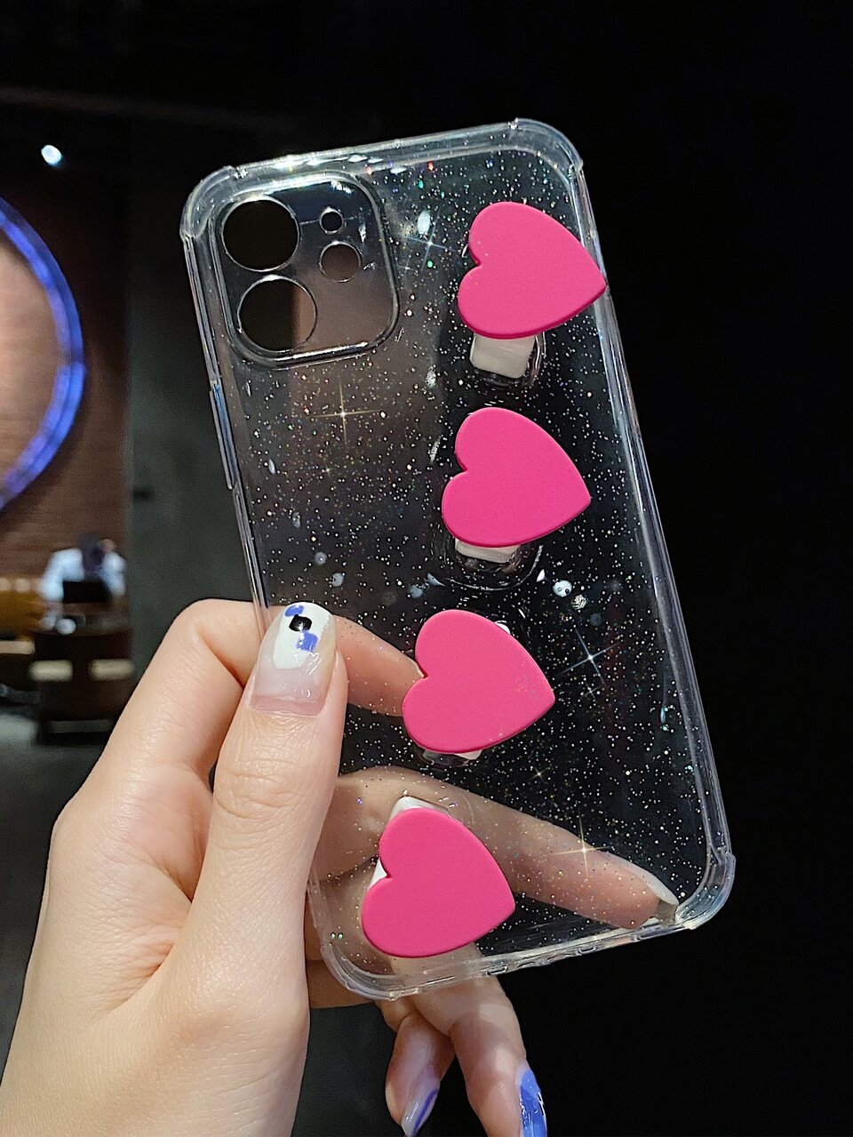Heart Finger Holder Clear Phone Case