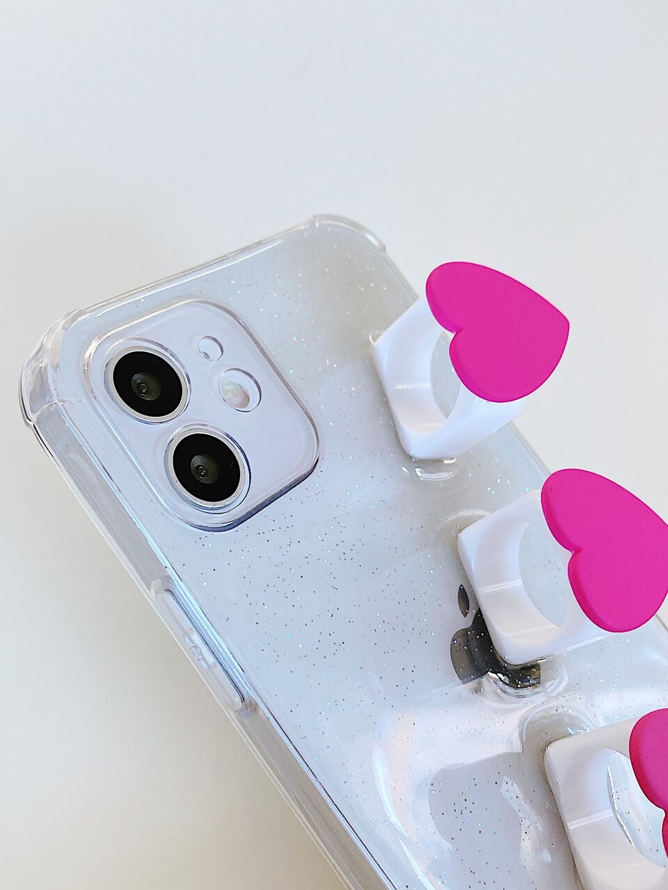 Heart Finger Holder Clear Phone Case