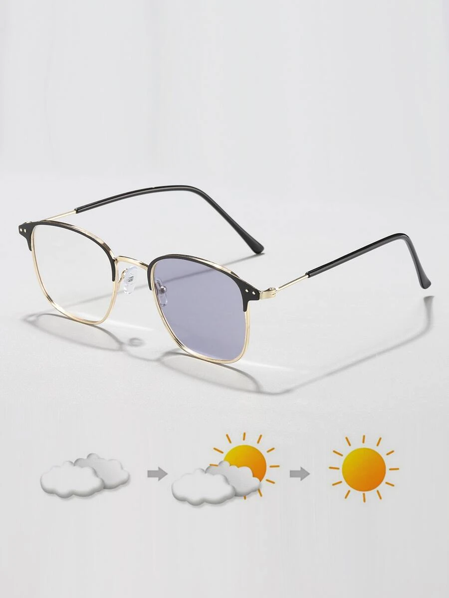 Đàn ông đổi màu ống kính Kính thời trang Kính râm cổ điển Phụ kiện - Vàng - Xem 1