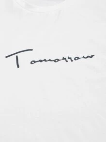 SHEIN Men Letter Graphic Tee & Trousers Lounge Set - Blue and White - View 3