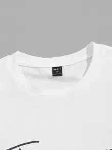 SHEIN Men Letter Graphic Tee & Trousers Lounge Set - Blue and White - View 4