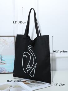 Bolsa de compras con estampado de figura - Negro - Ver 4