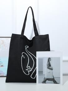 Bolsa de compras con estampado de figura - Negro - Ver 5