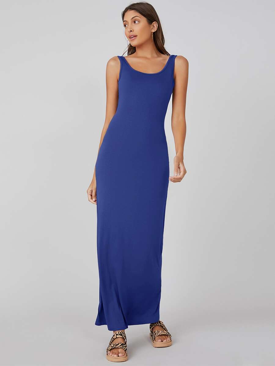 SHEIN BASICS 素色背心連衣裙 - 寶藍色 - 查看 1