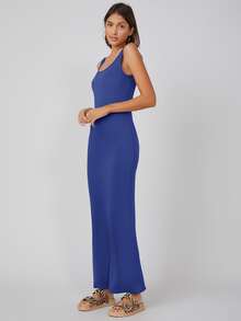 SHEIN BASICS 素色背心連衣裙 - 寶藍色 - 查看 5