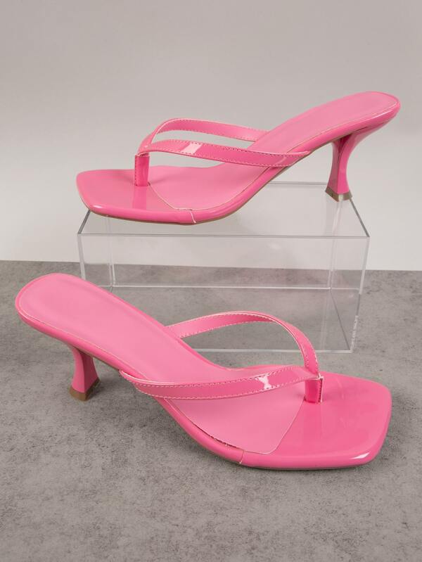 SHUZIA Fashionable Thong Sandals For Women, Stitch Detail Pyramid Heeled Sandals Summer Shoes Spring Shoes Spring Break Easter Prom Heels Wedding Shoes