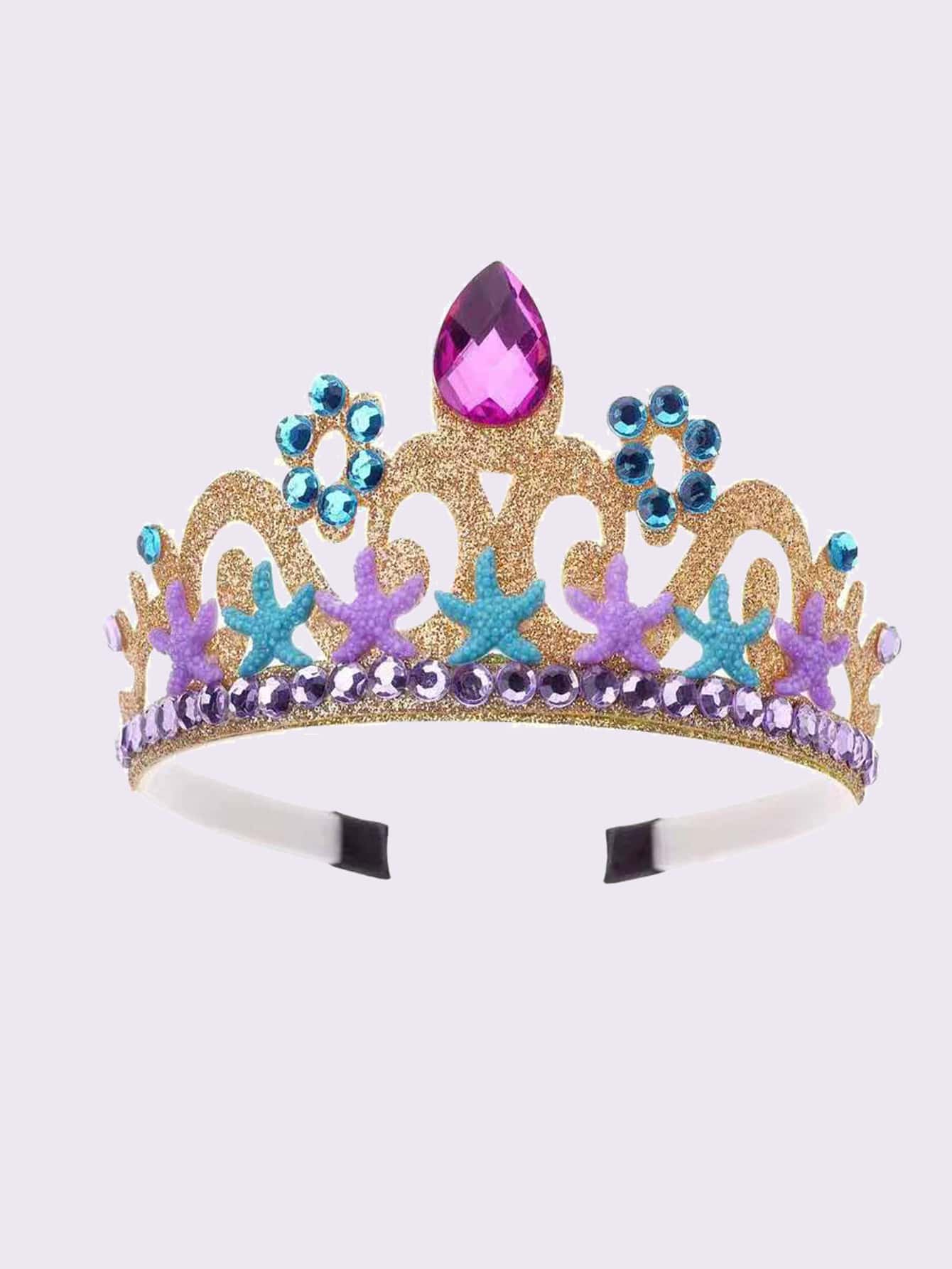 小女童海星裝飾王冠設計髮箍 - 金色 - 查看 1