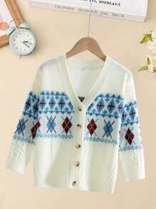 Cô gái mới biết đi Cardigans Nút phía trước Hình học Giải trí - Nhiều màu - Xem 1