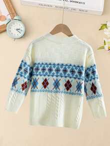 Cô gái mới biết đi Cardigans Nút phía trước Hình học Giải trí - Nhiều màu - Xem 2