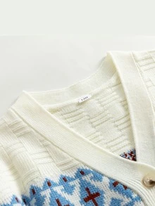 Cô gái mới biết đi Cardigans Nút phía trước Hình học Giải trí - Nhiều màu - Xem 4