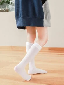 Niñas Calcetines sobre rodilla unicolor - Blanco - Ver 3