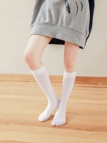 Niñas Calcetines sobre rodilla unicolor - Blanco - Ver 4