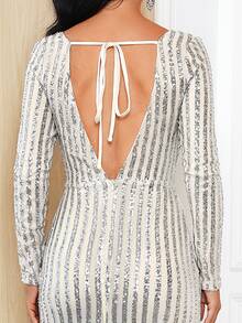 Missord Vestido de espalda abierta en contraste con lentejuelas - Multicolor - Ver 7