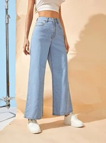 Jeans de talle alto de pierna ancha - Lavado ligero - Ver 3