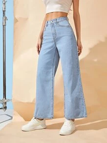 Jeans de talle alto de pierna ancha - Lavado ligero - Ver 4