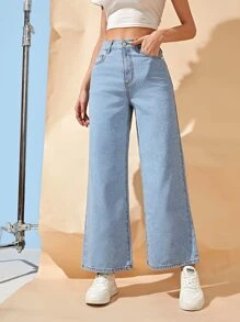 Jeans de talle alto de pierna ancha - Lavado ligero - Ver 5