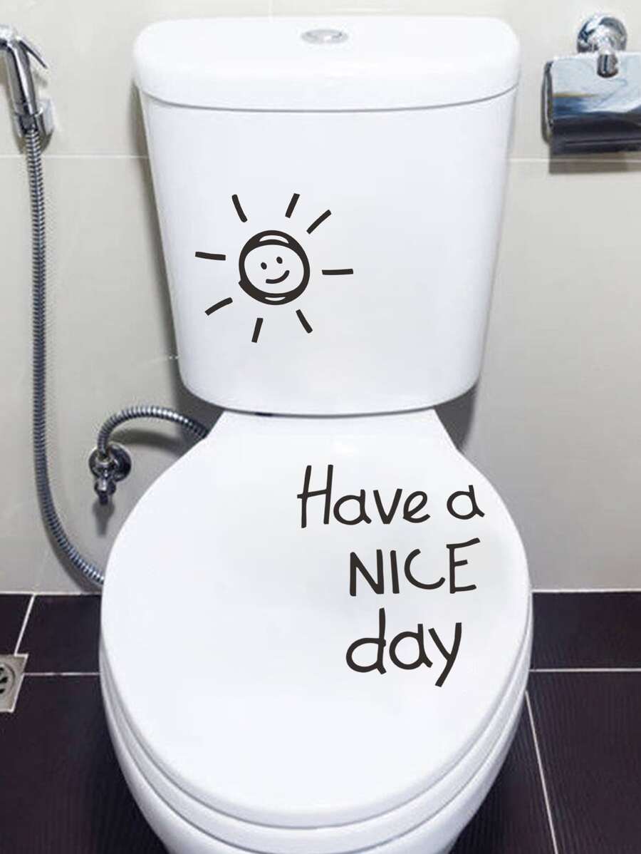 Slogan Graphic Toilet Lid Decal - Black - View 1