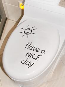 Slogan Graphic Toilet Lid Decal - Black - View 2