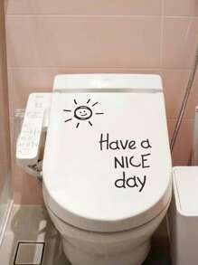 Slogan Graphic Toilet Lid Decal - Black - View 4