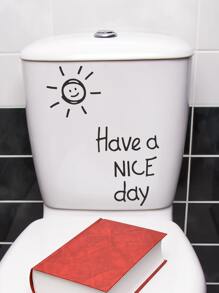 Slogan Graphic Toilet Lid Decal - Black - View 6