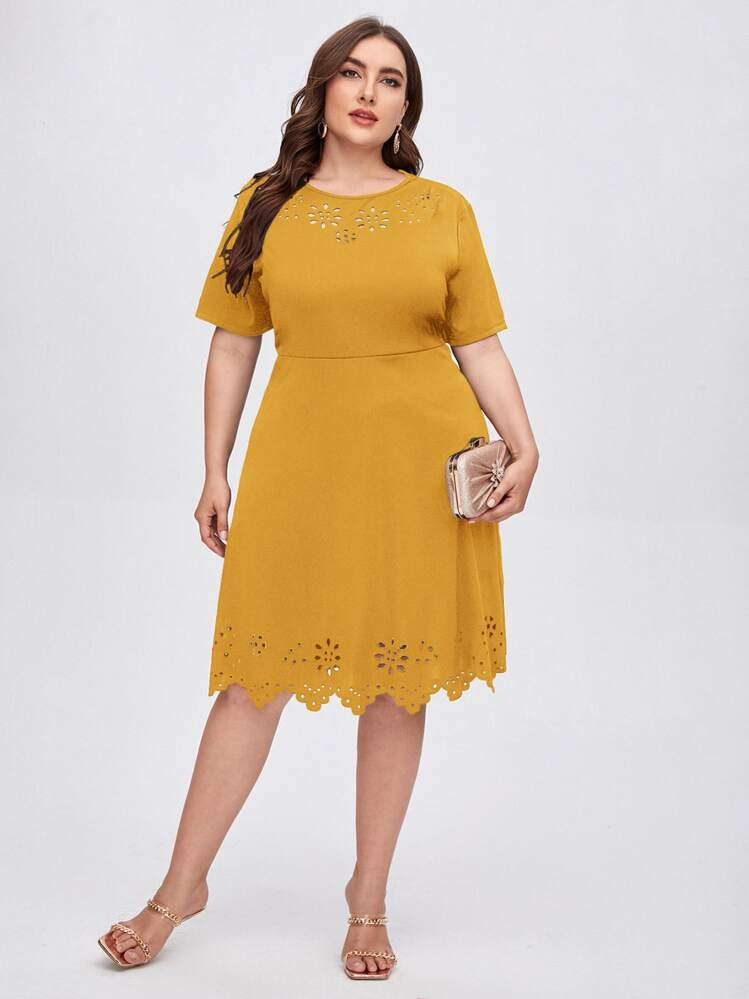 yellow laser cut dress Metallic Jacquard Laser-Cut Organza Dress White & GOLD