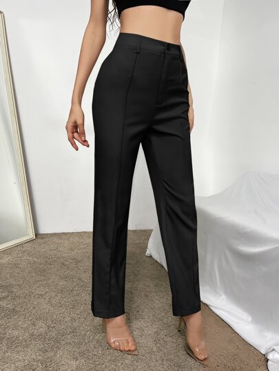 RueChic Pantalones de talle alto con costura con diseño