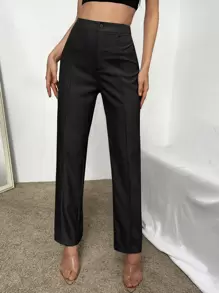 RueChic High Waist Seam Detail Pants - Black - View 5
