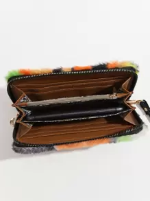 豹纹毛绒腋下包，仿羊毛毛绒质感包包，时尚百搭法棍包 - 彩色 - 查看 6