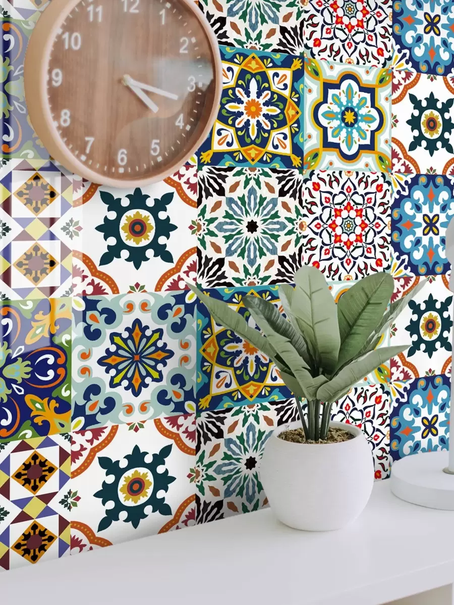 10 件复古瓷砖图案墙纸，防水自粘墙砖贴纸，用于家居装饰，翻新贴纸剥离墙板，墙纸，壁纸，春季装饰物品让您的家焕然一新，拉玛装饰贴纸