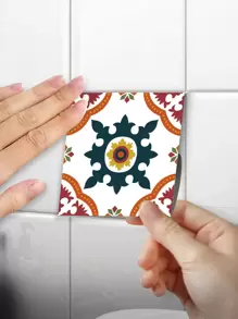 10 件复古瓷砖图案墙纸，防水自粘墙砖贴纸，用于家居装饰，翻新贴纸剥离墙板，墙纸，壁纸，春季装饰物品让您的家焕然一新，拉玛装饰贴纸 - 彩色 - 查看 3