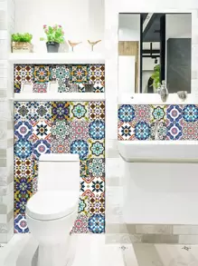 10 件复古瓷砖图案墙纸，防水自粘墙砖贴纸，用于家居装饰，翻新贴纸剥离墙板，墙纸，壁纸，春季装饰物品让您的家焕然一新，拉玛装饰贴纸 - 彩色 - 查看 4