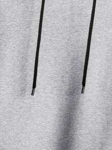 Manfinity Homme Hombres Sudadera con diseño de parche con cordón con capucha bajo asimétrico - Gris - Ver 5