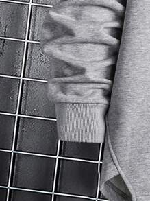 Manfinity Homme Hombres Sudadera con diseño de parche con cordón con capucha bajo asimétrico - Gris - Ver 6
