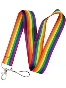 1pc LGBT Striped Print Lanyard - Multicolor - View 1