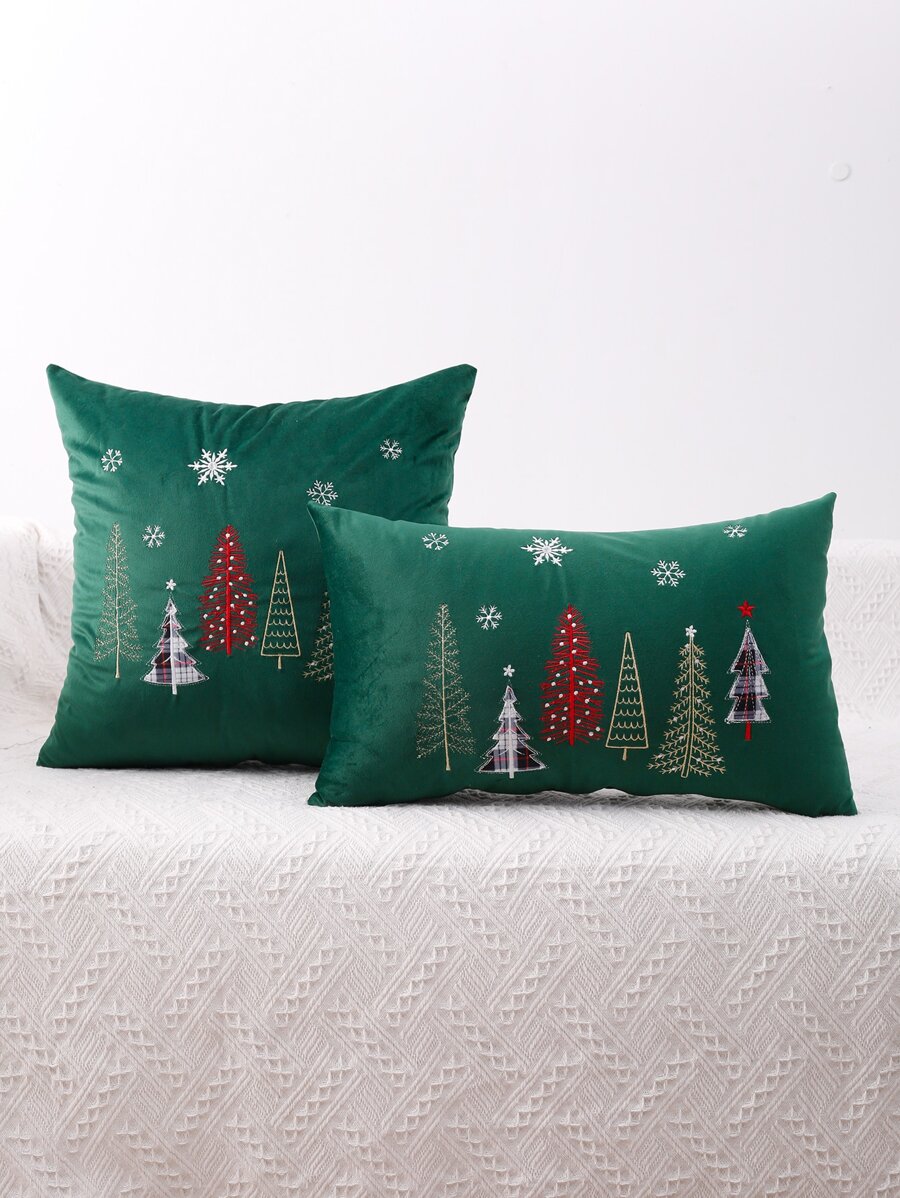 1 pezzo federa senza riempitivo albero di Natale con ricamo