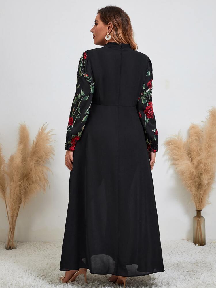 Plus Floral Print Mock Neck Dress