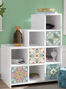 12入組/套復古瓷磚圖案牆紙,波西米亞PVC幾何樣式牆磚貼紙裝飾用品 - 彩色 - 查看 4