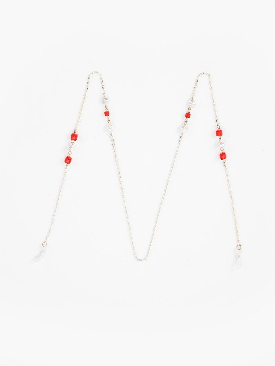 Chuỗi kính chi tiết giả ngọc trai không có kính đeo mắt - Nhiều màu - Xem 1