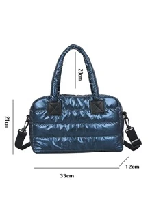 Metallic Quilted Tote Bag - Blue - View 4