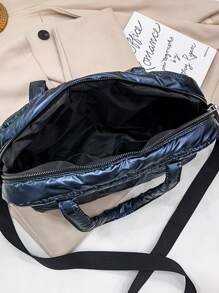 Metallic Quilted Tote Bag - Blue - View 7