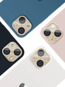 1pc Rhinestone Decor Camera Lens Tempered Film - Gold - View 6