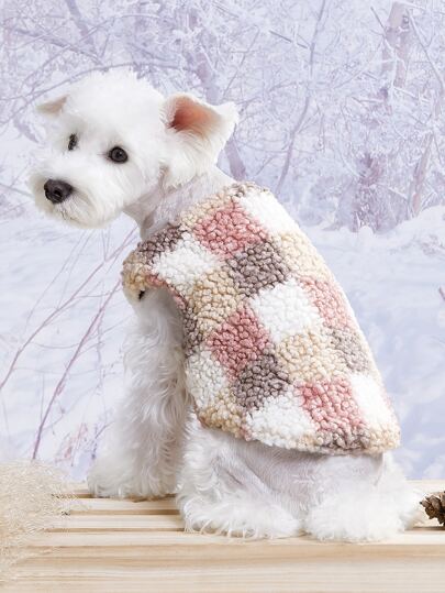 Plaid Pattern Fleece Pet Jacket