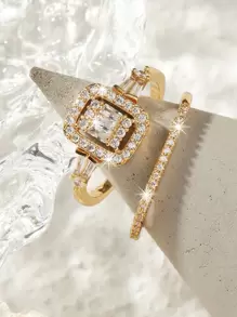 2 Miếng Nhẫn Khối Zirconia  Trang trí - Vàng - Xem 1