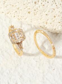 2 Miếng Nhẫn Khối Zirconia  Trang trí - Vàng - Xem 2