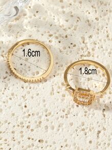 2 Miếng Nhẫn Khối Zirconia  Trang trí - Vàng - Xem 3
