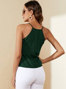 SHEIN Essnce Solid Press Crease Cami Top - Dark Green - View 2
