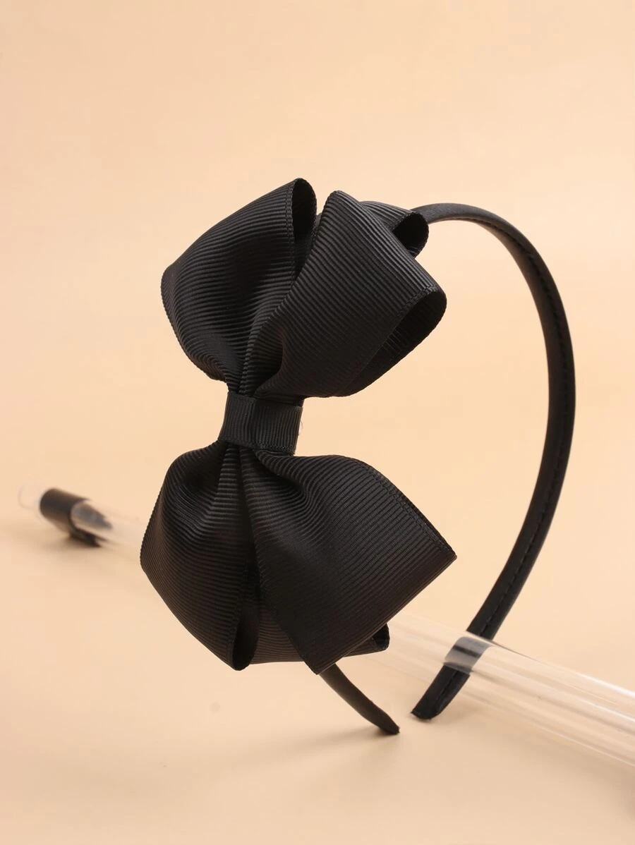 Toddler Girls Bow Decor Hair Hoop - Black - View 1