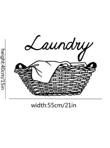 1 pieza Pegatina de pared decorativa para cuarto de lavado - Negro - Ver 3