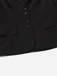 Plus Peak Collar Flap Detail Blazer - Black - View 4